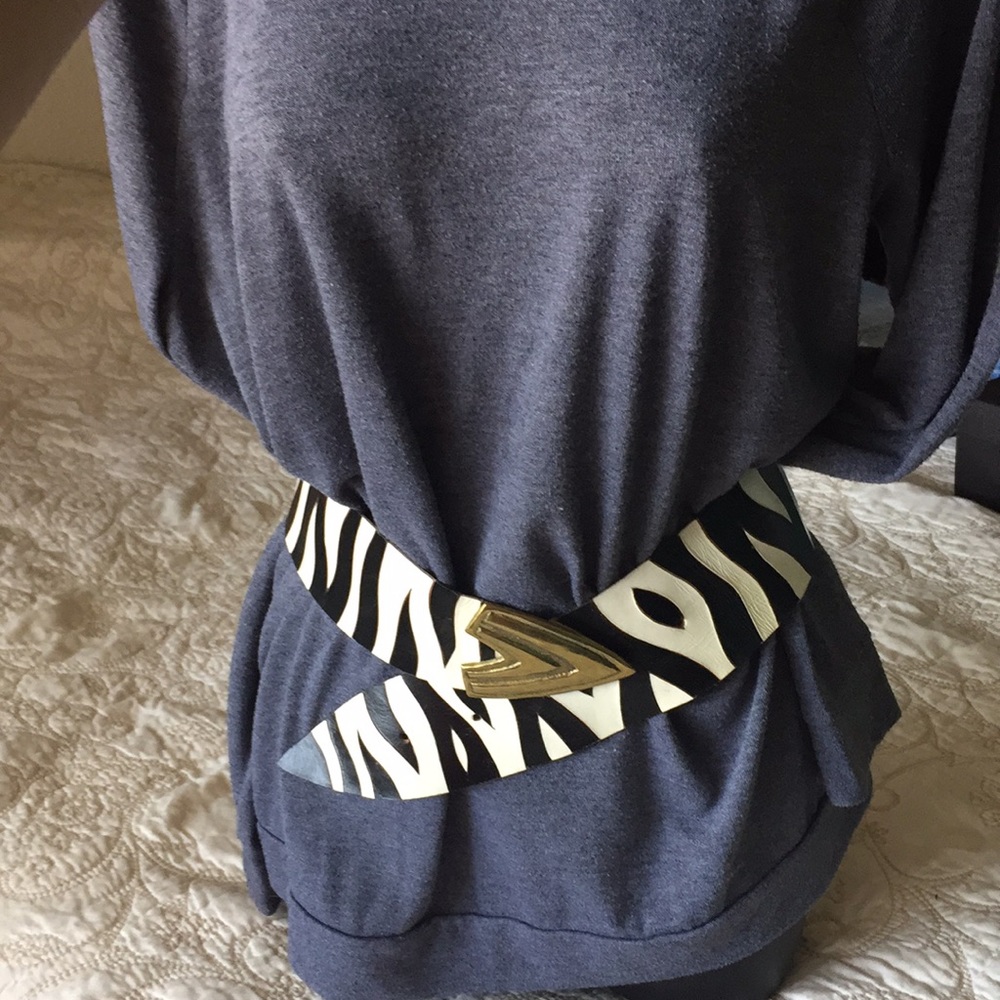 Leather Zebra Print Belt